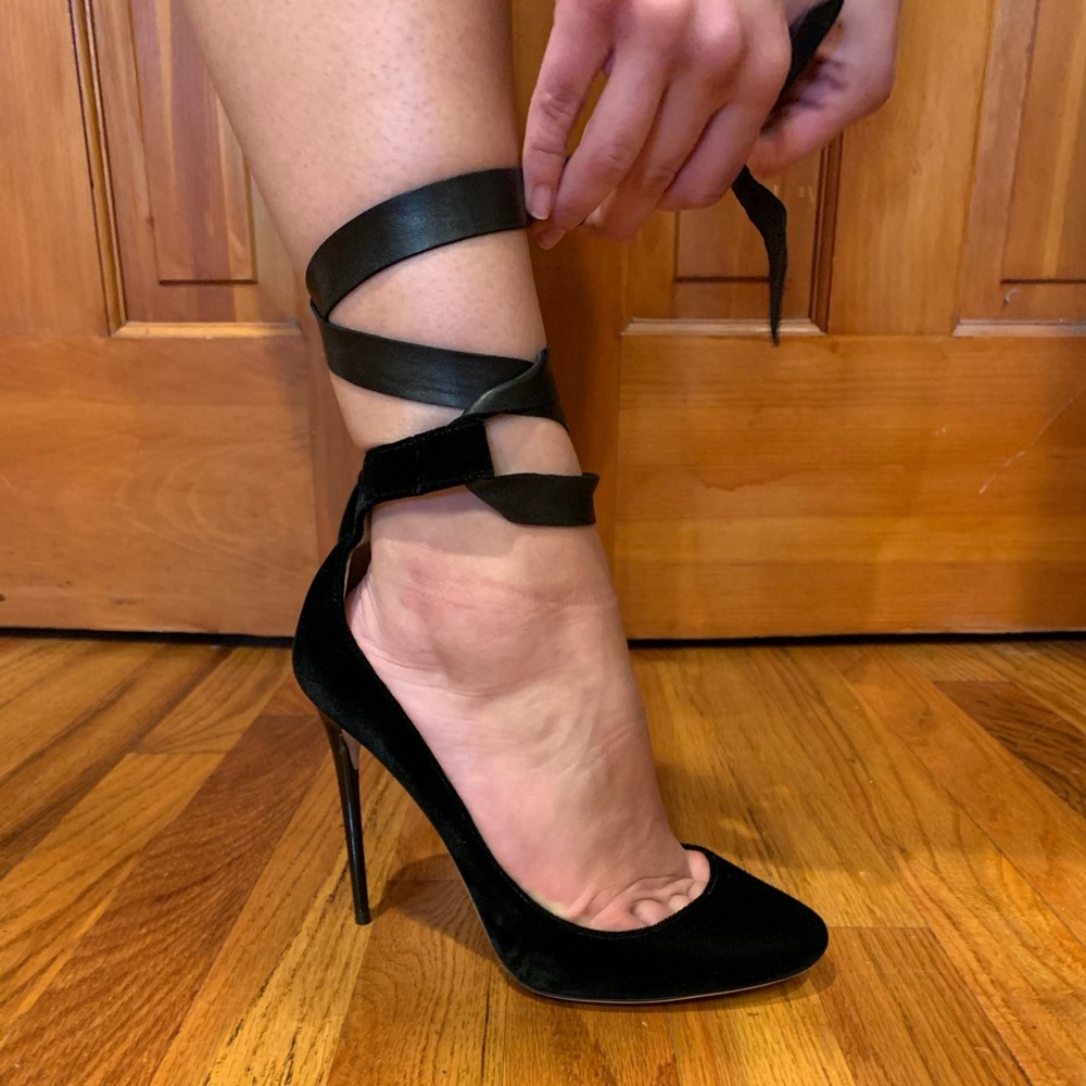 JIMMY CHOO Velvet Wrap Heel